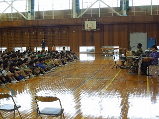 普段見ることのない楽器を集中して見ています
