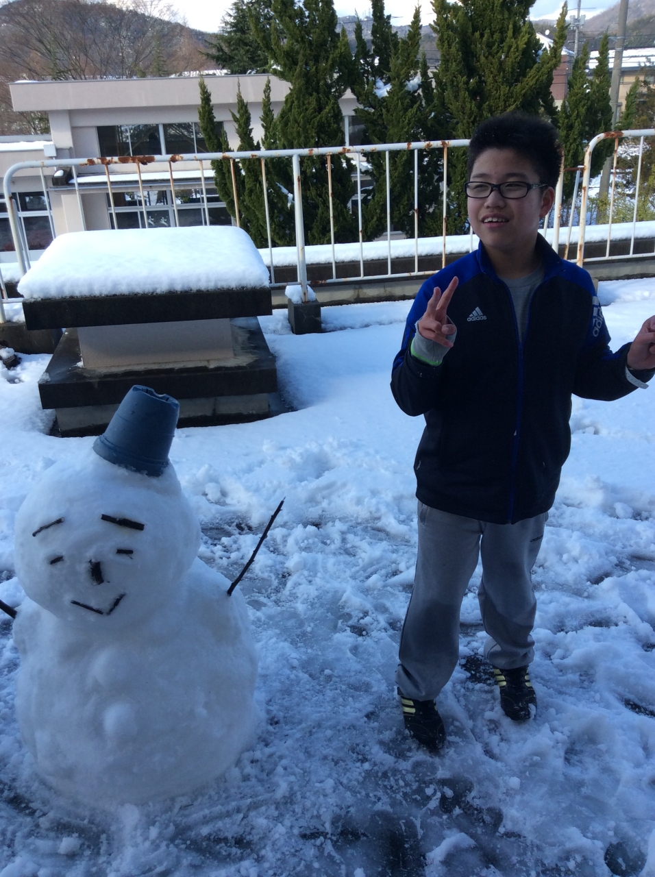 雪だるまとツーショット