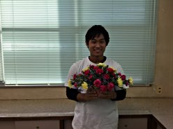 自分で生けたお花と
