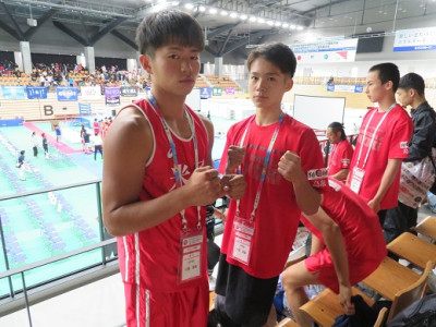 ボクシング川端君・作野君 開会式後