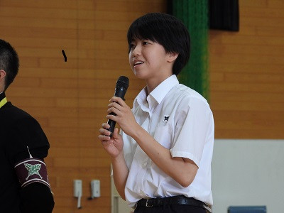 壮行会　生徒会長