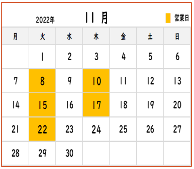 11月予定カレンダー